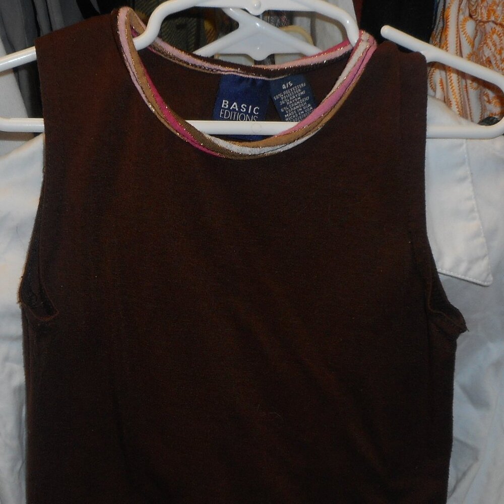 BASIC EDITIONS Little GIRL'S TOP size 4/5 tank, brown